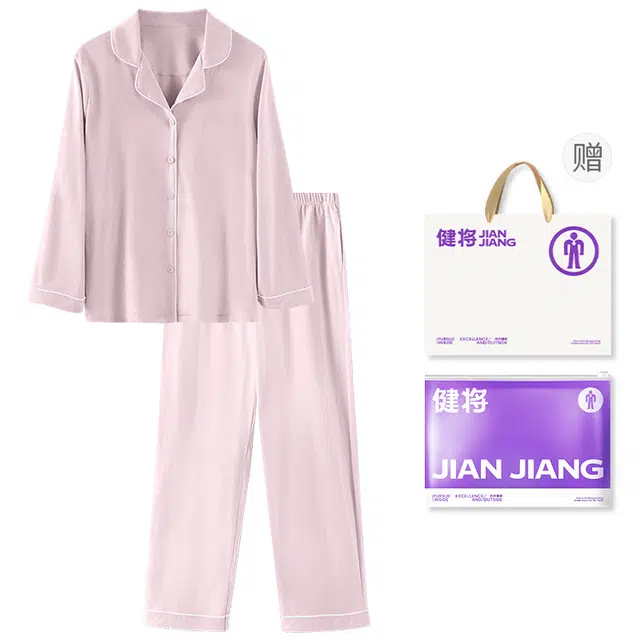 健将 甜美可爱开衫家居服翻领外穿亲肤轻柔透气抗菌四季款睡衣套装 女款