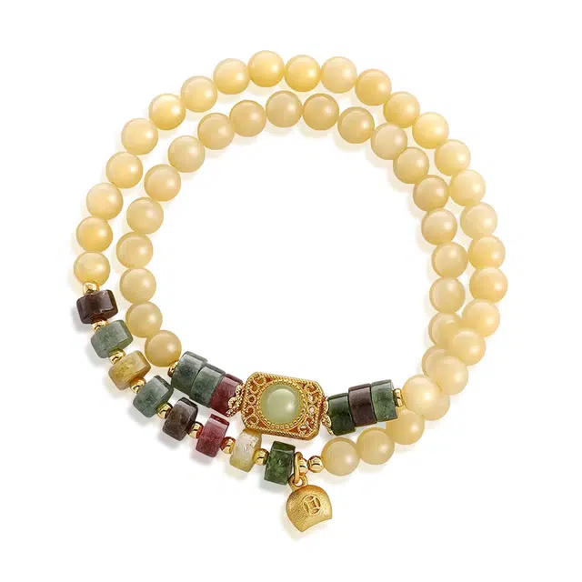 谧月珠宝 招财进宝 成功上岸 新中式轻奢天然 黄水晶 手串 男女同款情侣款