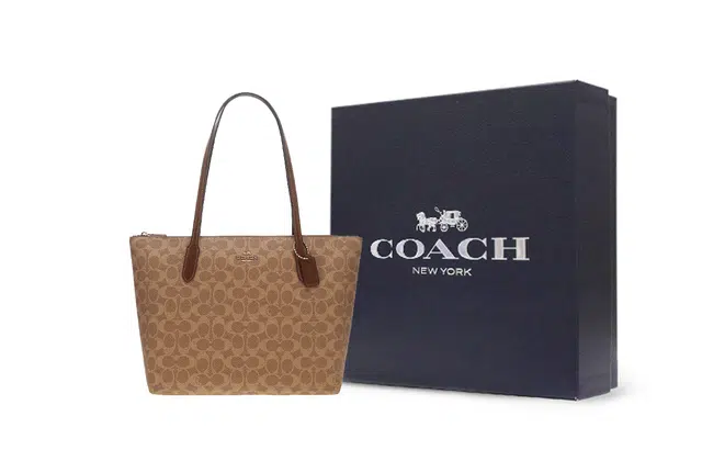 COACH Zip Top Tote 30 Logo Tote