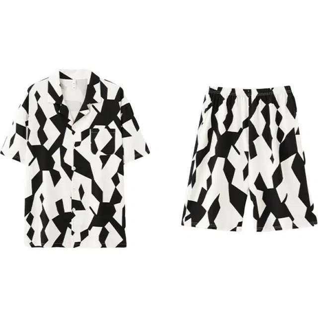 潞优野 短袖短裤薄款透气休闲可外穿家居服睡衣套装 男女同款