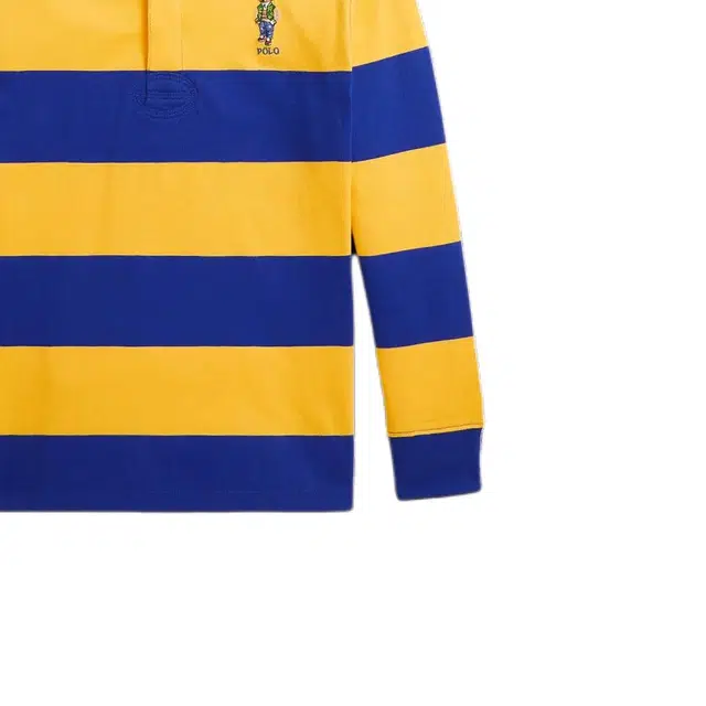 Polo Ralph Lauren FW24 Striped Animal Print Long Sleeve Polo Shirt Kids Yellow Blue