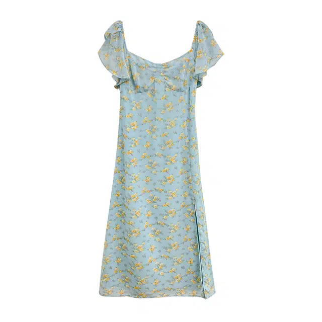 米米子 修身适中方领短袖连衣裙 女款