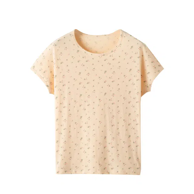 俏佳人 妈妈装纯棉碎花中老年宽松大码短袖打底衣 女款