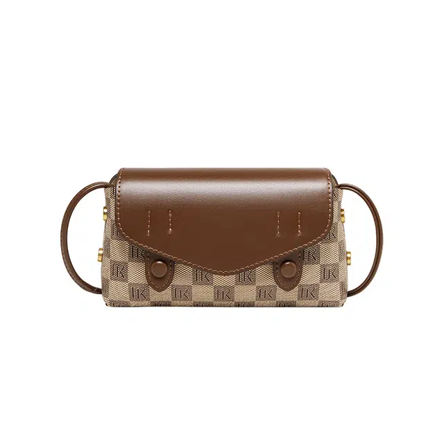 纳兰杜 时尚通勤百搭实用经典老花 合成革 单肩包 女款 卡其色