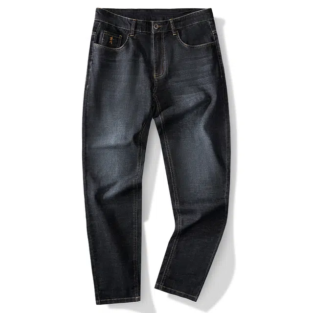 与狼共舞 时尚百搭舒适通勤日常商务直筒牛仔裤 男款