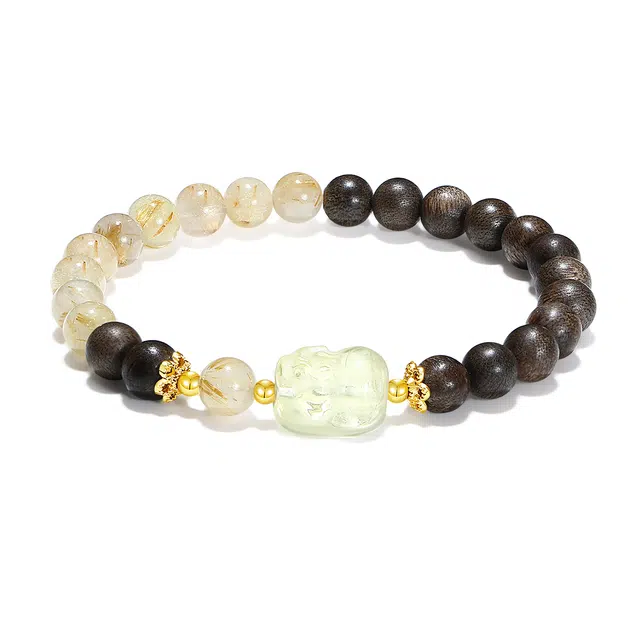 普陀山文创 八方来财祥瑞吞金兽柠檬晶貔貅能量磁场转运暴富精致小众吸金#好运 金发晶 手串 男女同款情侣款