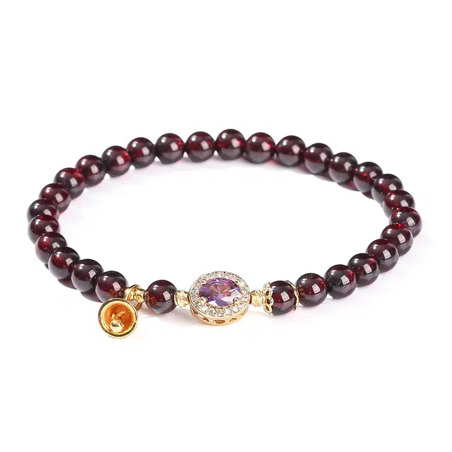 安道子 魔盒铃铛手链清新小香风  出游好运天然石榴石彩色宝石手串 女款