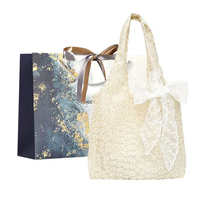 伊曼家 温柔田园风蕾丝大容量通勤 布 托特包单肩包 女款 米黄色/米白色