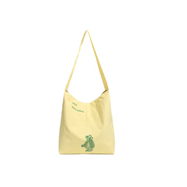 捷朗仕 夏日大学生防水多巴胺小熊帆布袋小众简约通勤大容量 牛津布 单肩包 常规 男女同款情侣款 多色