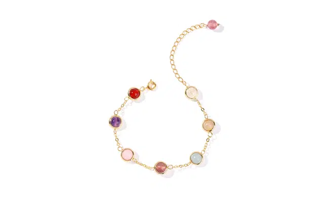 迎百宝 日浪漫 腕间缤纷 治愈多巴胺多宝能量粉水晶紫水晶黄水晶 旺人气桃花 招财转运暴富天然 草莓晶 手链 男女同款情侣款