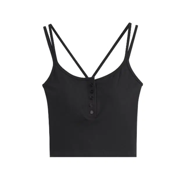 黑恐龙 双肩带美背短款纯色简约舒适吊带 女款