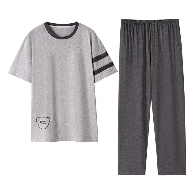 梦特娇 透气柔软舒适可外穿家居服短袖长裤睡衣套装 男款