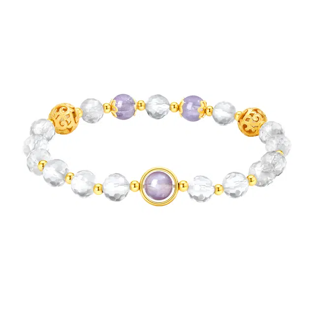 珍·尚银 中国黄金 【晶榜题名】净化能量 转运磁场 心灵平和 小众轻奢设计 礼盒天然 白水晶 手串 女款