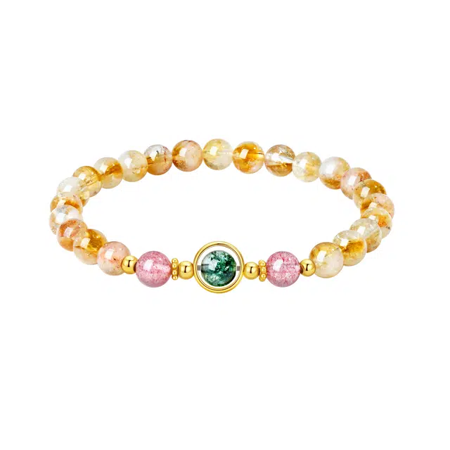 珍·尚银 中国黄金 【财运爆棚】八方吸金 早日暴富 新中式手饰 小众轻奢设计 礼盒 黄水晶 手串 女款