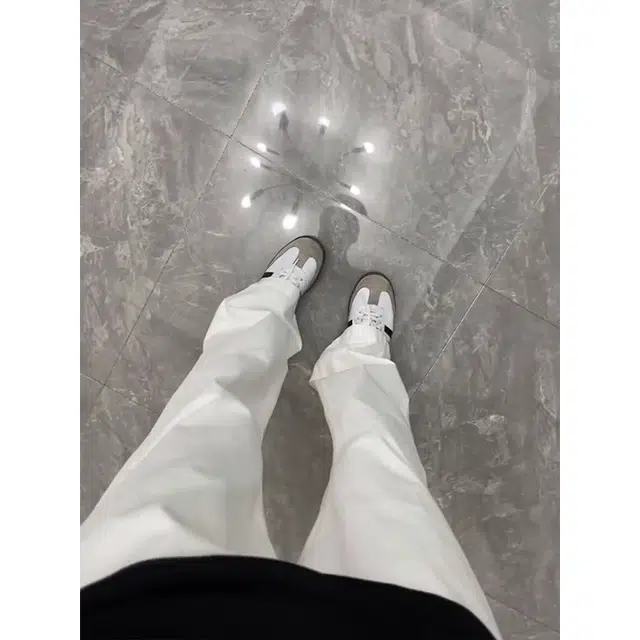 徐百货 美式潮牌弯刀裤子夏季修身百搭直筒长裤高街潮流微喇牛仔裤 男女同款