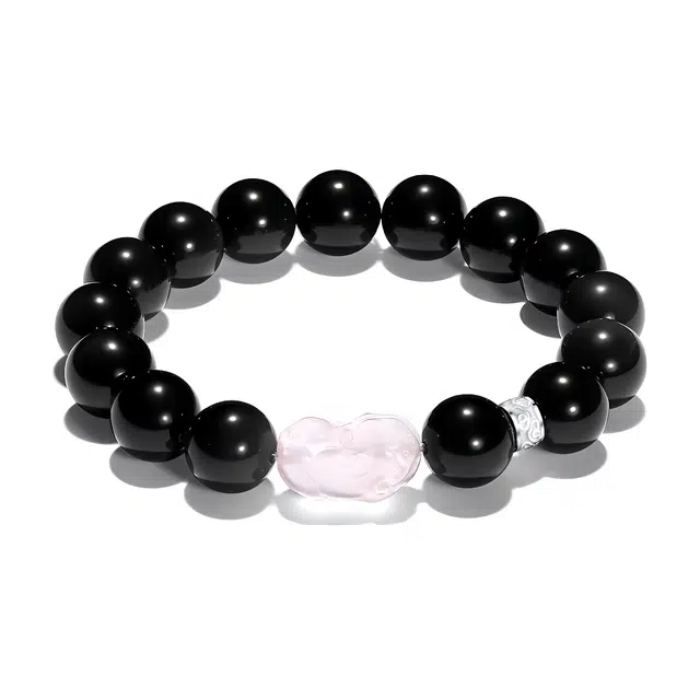 普陀山文创 瑞兽小众精致轻奢迎百宝貔貅聚福缘钱来运转#好运 黑曜石 玉石手串 男女同款情侣款