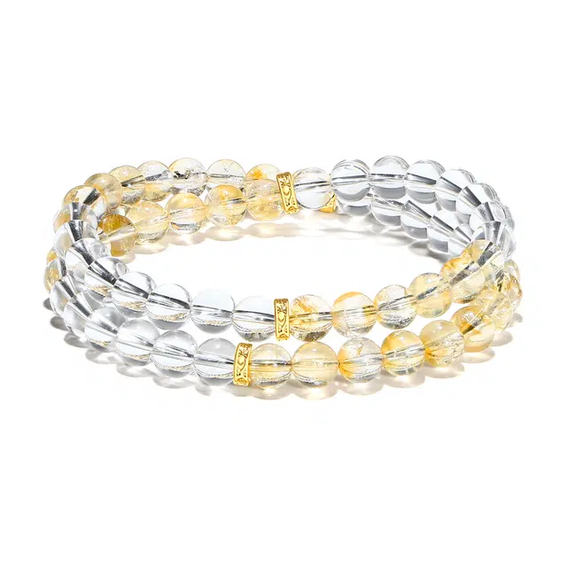 普陀山文创 财富自由精致小众设计财星高照转运聚财纳福蒸蒸日上#好运 白水晶 手串 男女同款情侣款