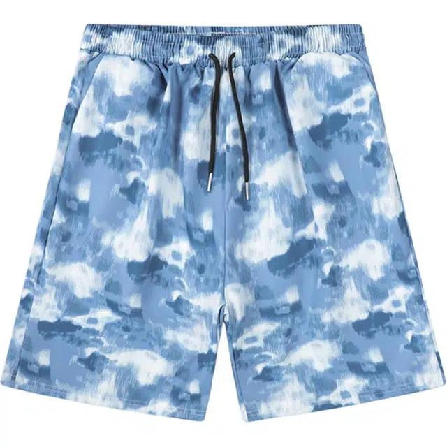 老爷车 凉感痞帅印花五分裤子直筒沙滩大裤衩休闲短裤 男款