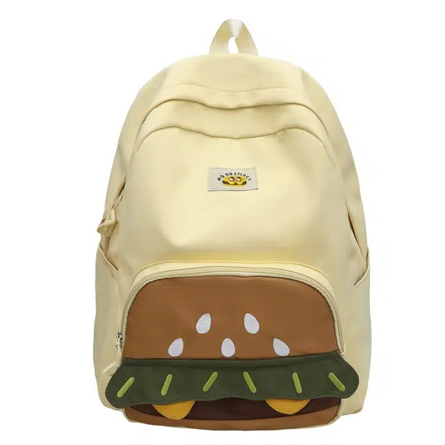 爱尔绅特 可爱小众轻便汉堡百搭学院风 尼龙 双肩包 大号 男女同款情侣款 多色