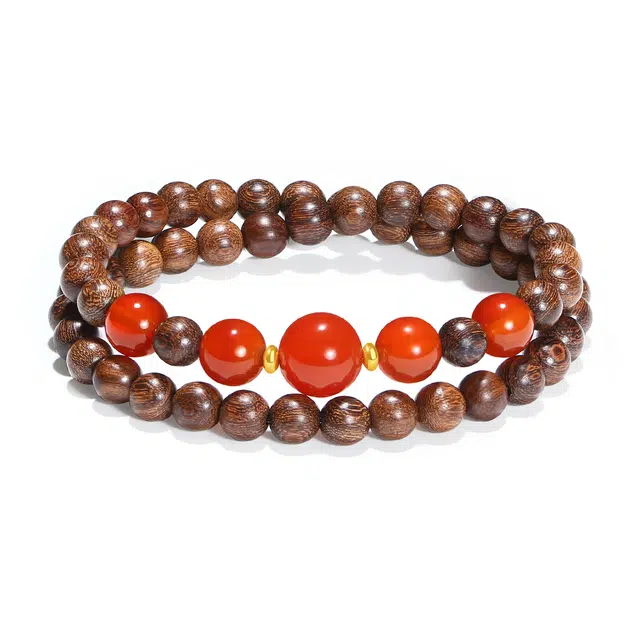 【普陀山官方已过香】 普陀山文创 复古典雅新中式精致工艺转运珠吉祥如意万事平安文玩手饰#好运 金丝檀木 手串 男女同款情侣款