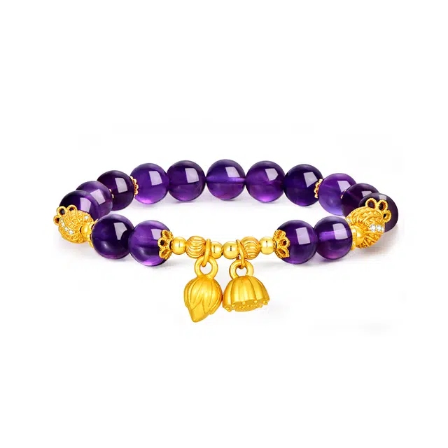 【莲年转运】 金六福吉祥 多财多福新中式典雅设计 时来运转轻奢小众时尚百搭高级感日常通勤#好运天然 紫水晶 手串 男女同款情侣款