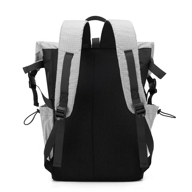 揽月 轻便机能工装风运动骑行大容量百搭 涤纶布 背包书包双肩包 男女同款情侣款 浅灰色/黑色/蓝色/卡其色/绿色