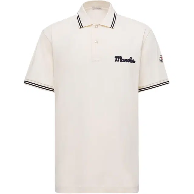 Moncler FW25 Embroidered Logo Cotton Piquet Polo Shirt Polo