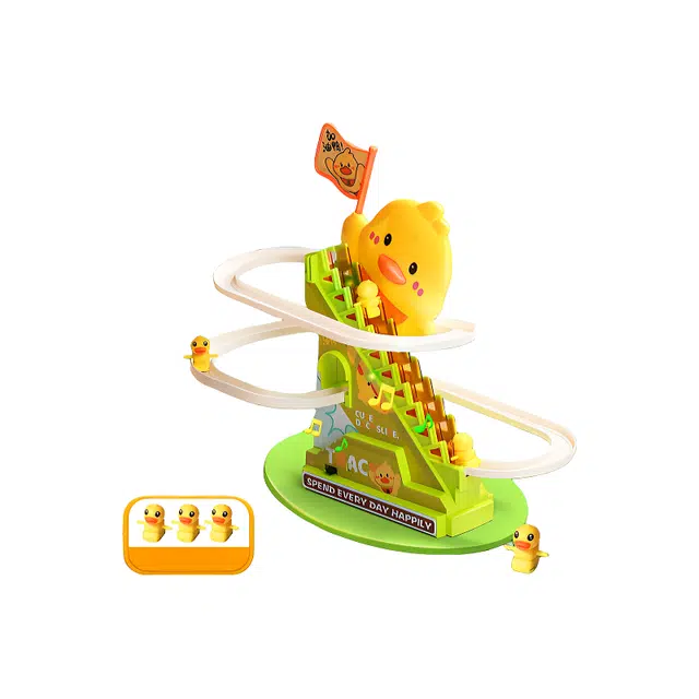 咕轹 电动小鸭子爬楼梯滑行轨道 早教益智玩具