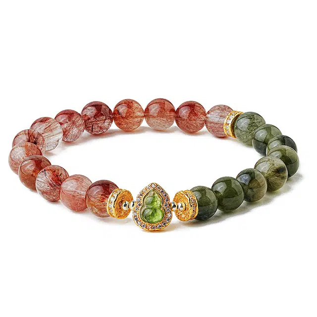 【匠心手作 赤碧辉映】 灵菲 招财转运好人缘新中式兔毛水晶葫芦转运珠手饰 轻奢小众高级感平安福禄#好运天然 红发晶 手串 女款