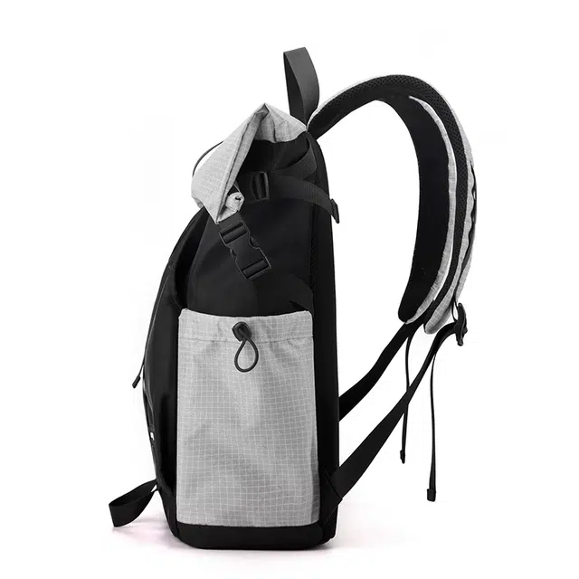 揽月 轻便机能工装风运动骑行大容量百搭 涤纶布 背包书包双肩包 男女同款情侣款 浅灰色/黑色/蓝色/卡其色/绿色