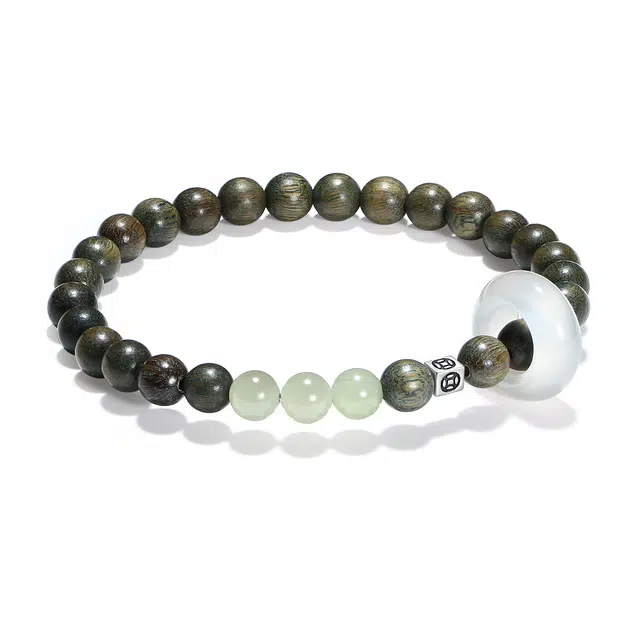 普陀山文创 复古典雅新中式玛瑙跑环运势一路长虹精致小众时来运转禅意文玩串珠#好运 绿檀 手串 男女同款情侣款