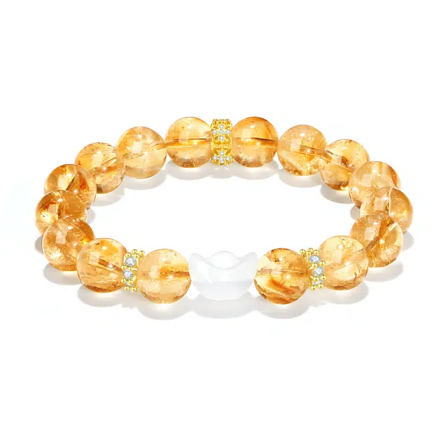 【普陀山官方已过香】 普陀山文创 吉祥如意财运亨通招财黄塔晶白玛瑙转运珠好事连连财富满满发大财#好运 黄水晶 手串 男女同款情侣款