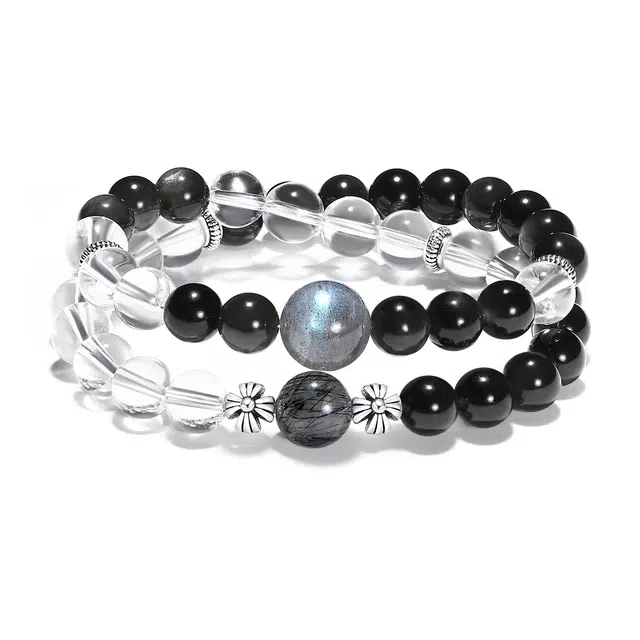 【官方已过香】 普陀山文创 精致小众双圈幸运守护国潮精致灰月光转运纳福前程似锦银曜石#好运 白水晶 手串 男女同款情侣款