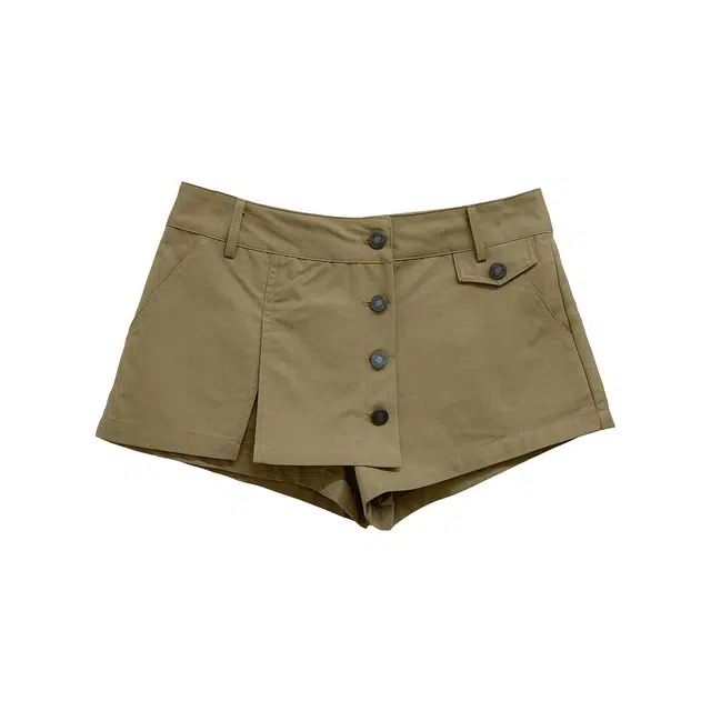 米米子 纯色复古风休闲简约舒适牛仔短裤 女款