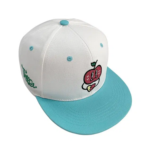 艾佳微 可爱苹果立体刺绣嘻哈帽户外休闲街头遮阳平沿帽拼色 棉 棒球帽 男女同款情侣款