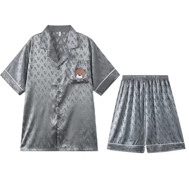 向薇 短袖家居服舒适凉感五分裤夏季睡衣套装 男款