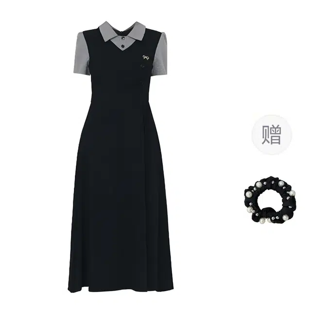 雾闪闪 温柔时尚舒适清新百搭短袖连衣裙 女款