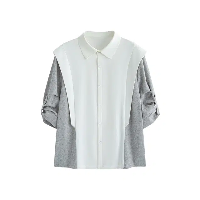 加荣 薄款透气百搭设计感青少年潮流痞帅宽松休闲短袖衬衫 男女同款
