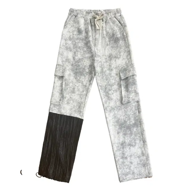 冈哉 个性潮流拼接长裤百搭设计感大口袋系绳松紧腰休闲裤 男女同款
