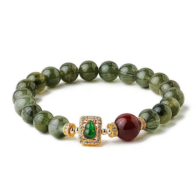 【匠心手作 青云直上】 灵菲 招财转运新中式葫芦手饰 轻奢小众高级感简约百搭吉祥平安福禄美满#好运天然 绿发晶 手串 女款