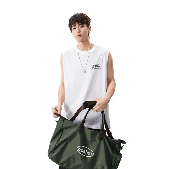 佐菲利 圆领美式潮牌印花宽松坎肩夏季无袖背心 男女同款