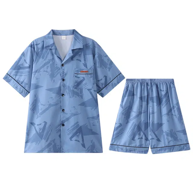 向薇 冰丝短袖五分裤薄款家居服睡衣套装 男款