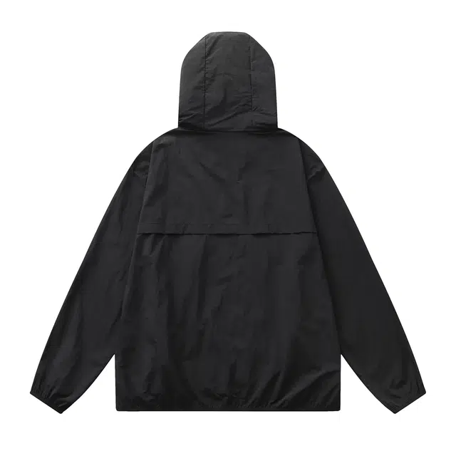 周同学 凉感潮牌机能户外拉链运动休闲字母宽松透气跑步钓鱼连帽防水防紫外线防晒服 男女同款