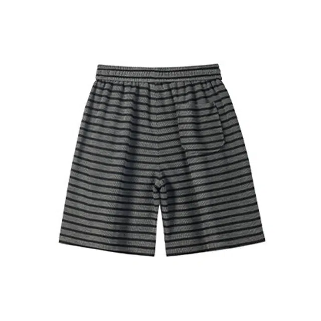 欧路得 美式黑白条纹腊肠狗刺绣潮垂感运动裤宽松五分裤休闲短裤 男款