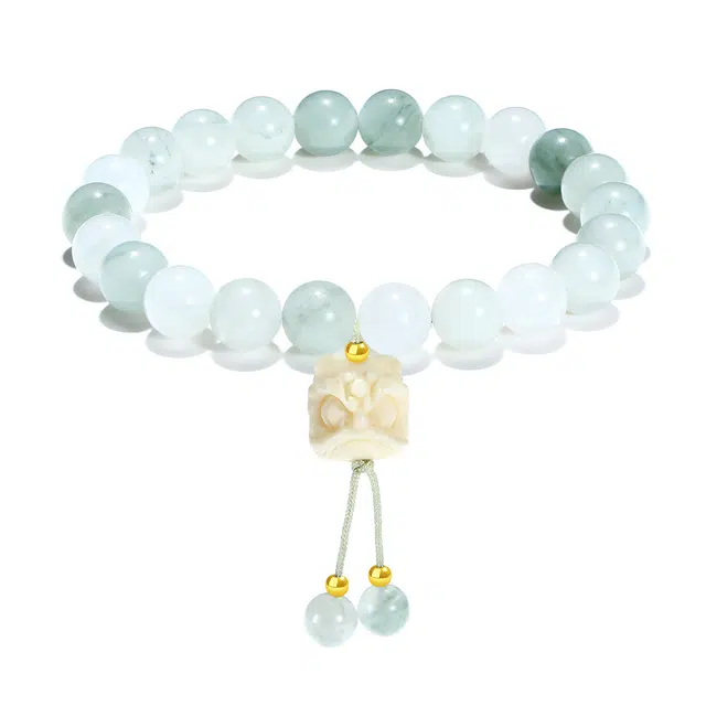 普陀山文创 优雅气质平静心精致青翠小众祥瑞醒狮纳福祥和安宁清新优雅百搭手饰#好运 天山翠 手串 男女同款情侣款