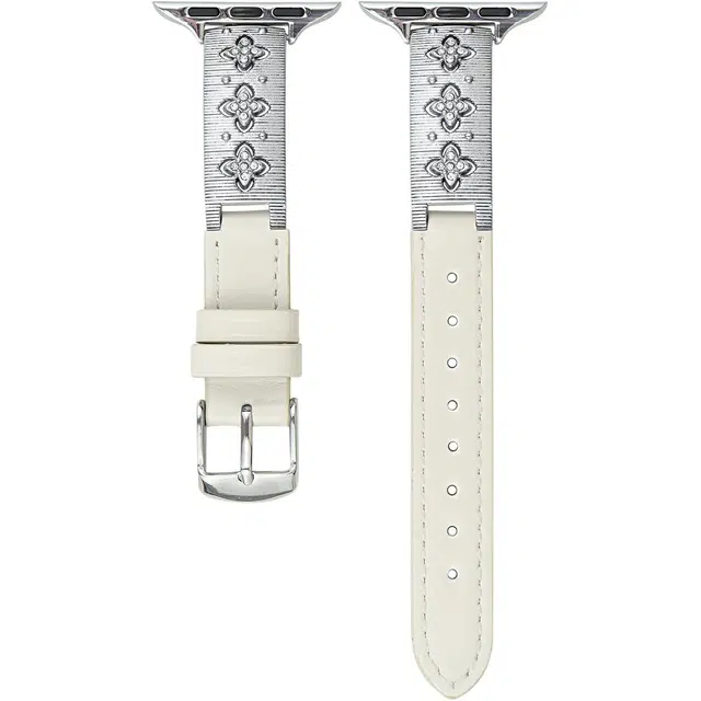 导维 小米适用 手表表带 金属 人造革材质 布契拉提金属弯片皮质表带男女通用