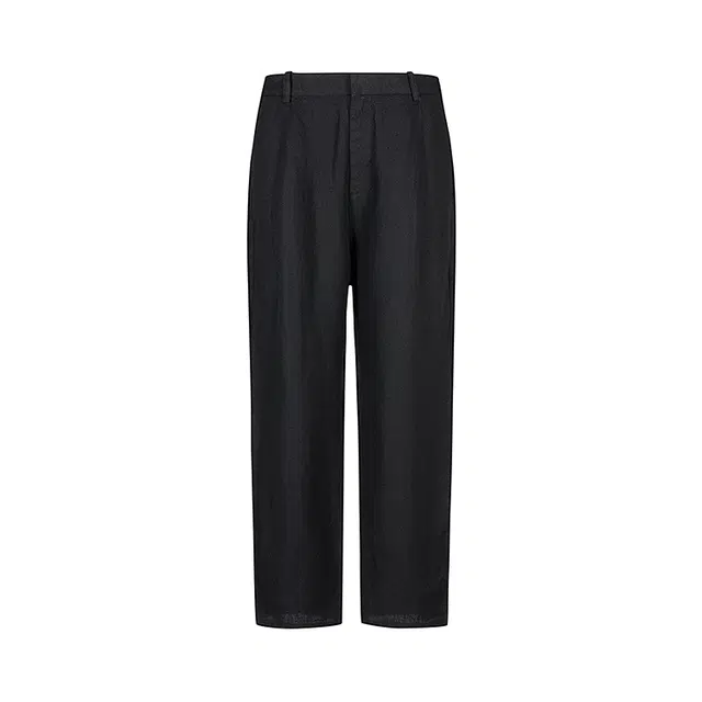 速写 黑支线 夏季纯色简约直筒宽松九分休闲裤 男款