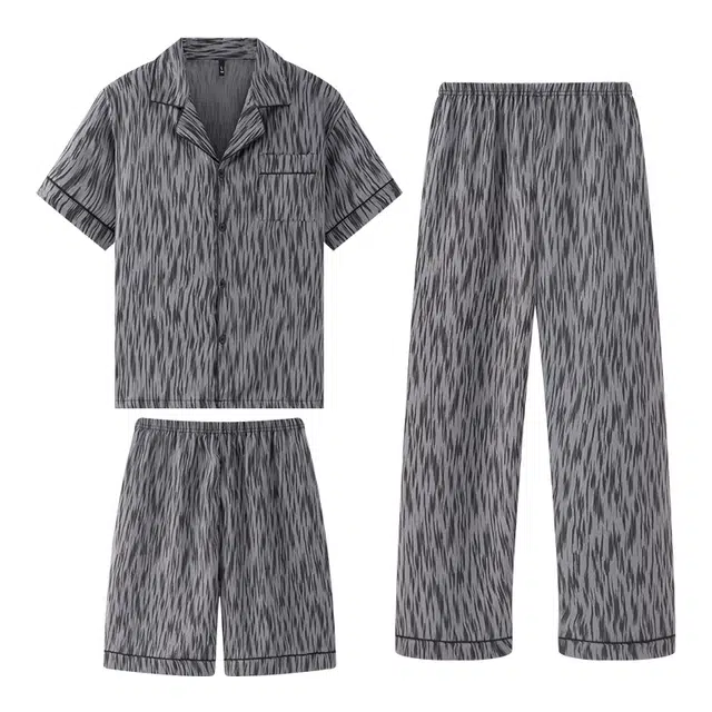 好福份 时尚透气舒适柔软花色简约家居服睡衣套装 男款