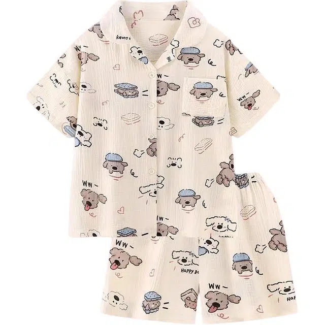 顶瓜瓜 时尚透气可爱印花舒适简约家居服夏季睡衣套装 女款