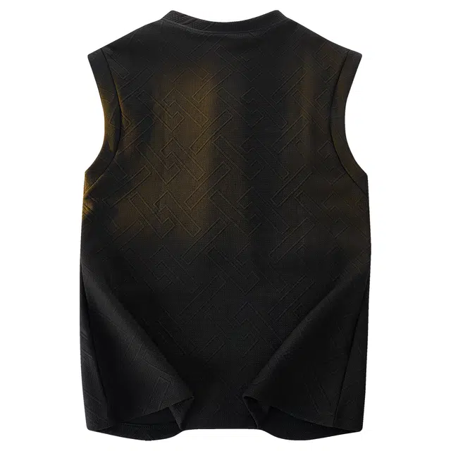 依文 日系纯色无袖简约基础款学生党宽松美式五星字母印花直筒柔软舒适亲肤通勤日常百搭运动速干圆领休闲背心 男女同款